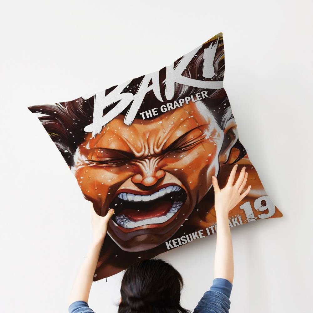 Baki the Grappler Cushion Cover Car Throw Pillow Case For Sofa Car Christmas Gift 40x40cm 45x45cm