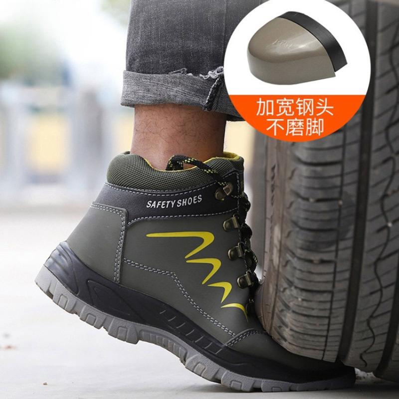 Fashion Steel Toe Work Men's Shoes Anti-puncture Lightweight Anti-smash Indestructible Work Shoes Protection Safety Boots Keep Warm