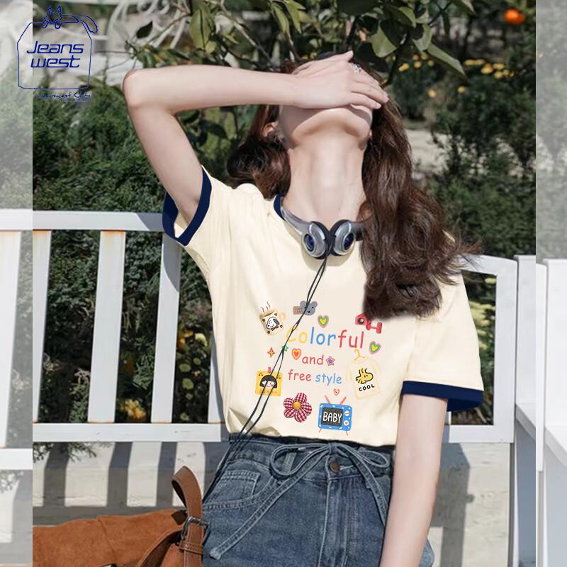 JEANSWEST CLUB Women s 2025 Cotton Short Sleeve Graphic T-Shirt S