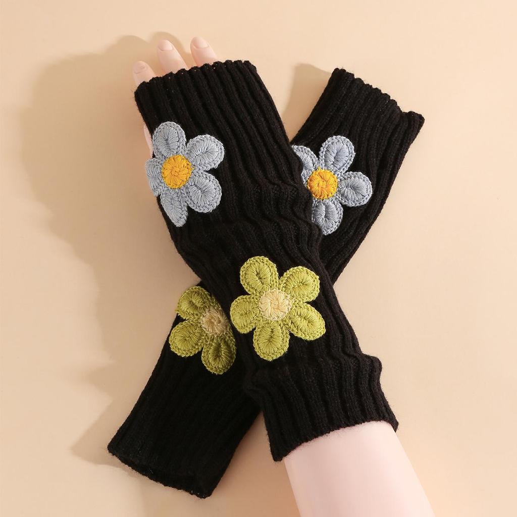 Damen Strickwolle Fingerlose Handschuhe - College Style Y2K Armstulpen für Herbst und Winter