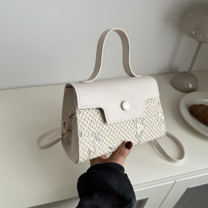 Summer Woven Small Crossbody Bag For Women With Magnetic Closure For Daily Use