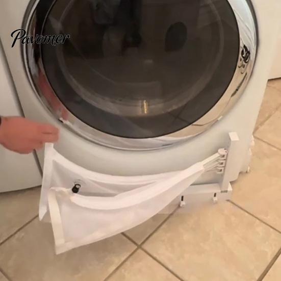 Laundry Catching Barrier Front Load Washing Machine Catcher Net, Foldable Anti-drop Washer Wash Day Organizer Collection Suction Cup Installation for