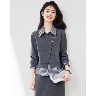 Women's Spliced Faux Two-Piece Long-Sleeve Sweatshirt