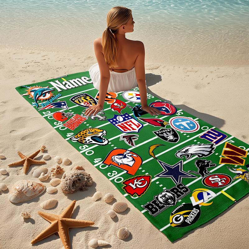 Personalized Name Nfl Teams printed beach towel,a quick-drying, absorbent mat suitable for the beach, pool, gym, and travel fans gift 47