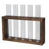 Tabletop Glass Tube Vase High Borosilicate Glass Pine Wood Frame Retro Tube Plant Vase for