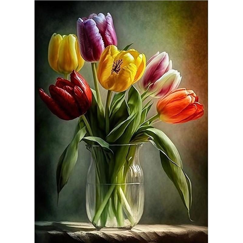 Scandinavian Bright Still Life with Flowers, Floral Art, Poster, Canvas, Painting, Abstract Vintage Wall Art for the Living Room