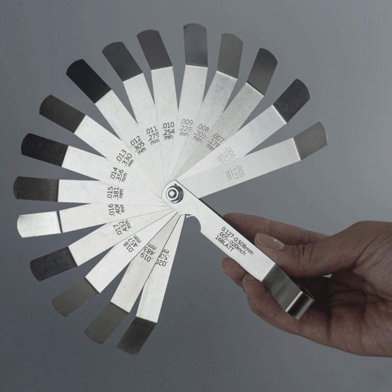 16 Blade Steel Feeler Gauges with Angled Head Angled Feeler Gauges for Precise Space Measurement From 0.127mm To 0.508mm M4YD