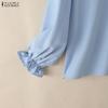 ZANZEA Women Casual Round Neck Long Sleeve Solid Color Loose Blouse
