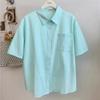 Women's Solid Color Short Sleeved Shirts Summer Pocket Decoration Versatile Tops Korean Sweet Simple Ladies Blouse