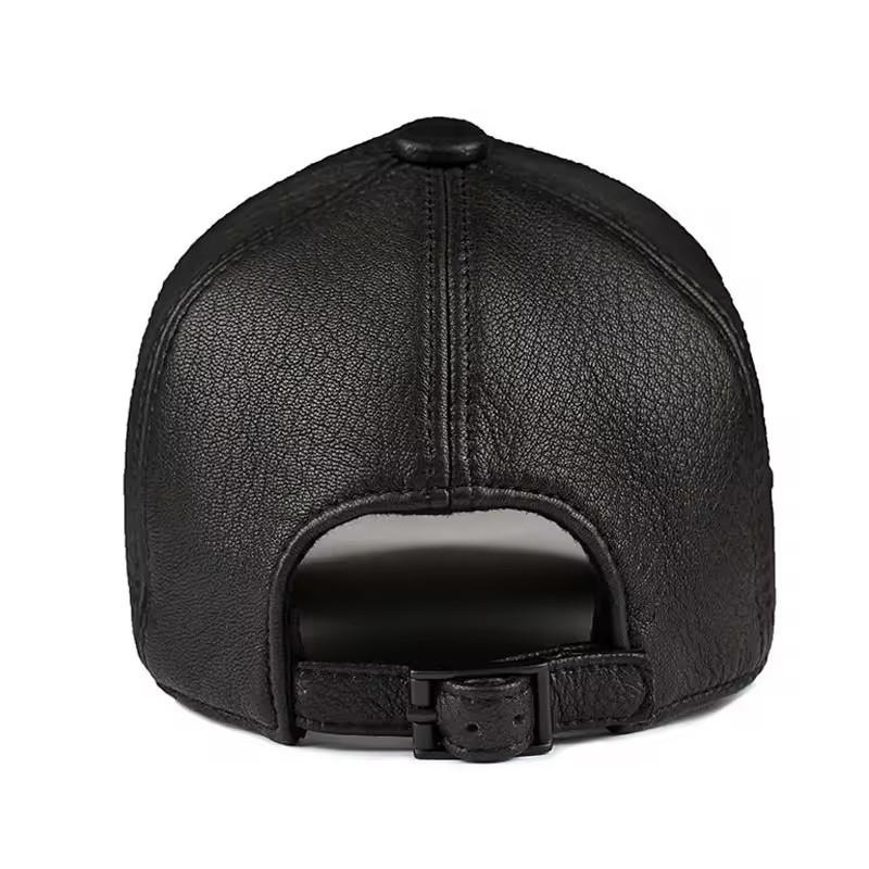 Men's Genuine Lambskin Leather Duckbill Baseball Cap - Autumn/Winter Warm Grandpa Style