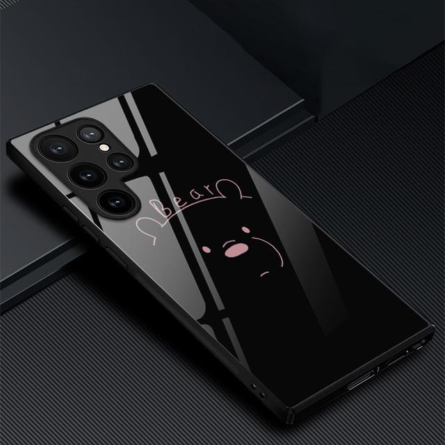 Cartoon Phone Case For Samsung Galaxy S22 Plus Ultra Cute Duck Glass Cases For Galaxy S20 Fe S21ultra S23plus S21fe Black Cover