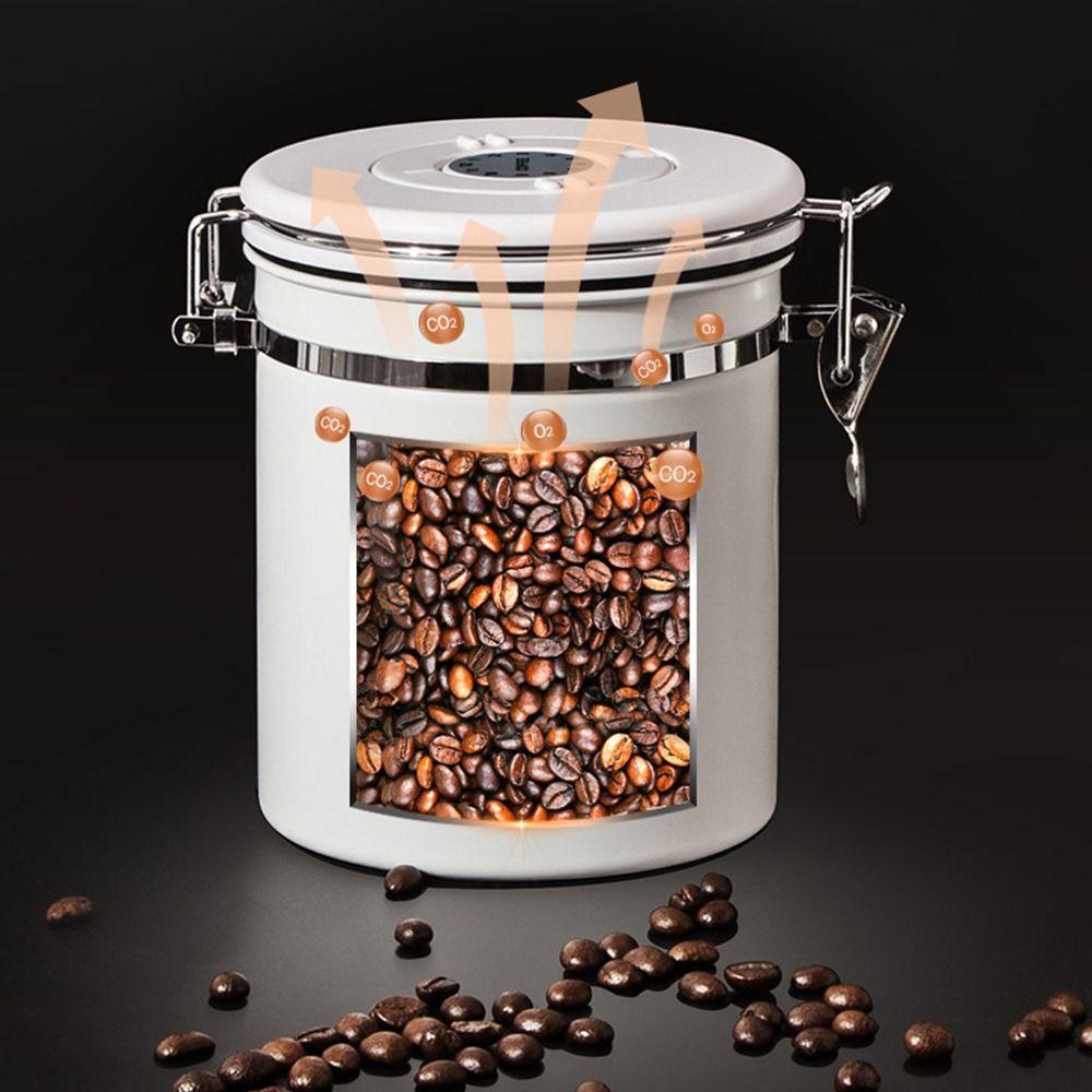 Nerezová vzduchotěsná dóza na kávu Sledovač data Nádoba na skladování potravin Nádoba na kávu Kuchyň