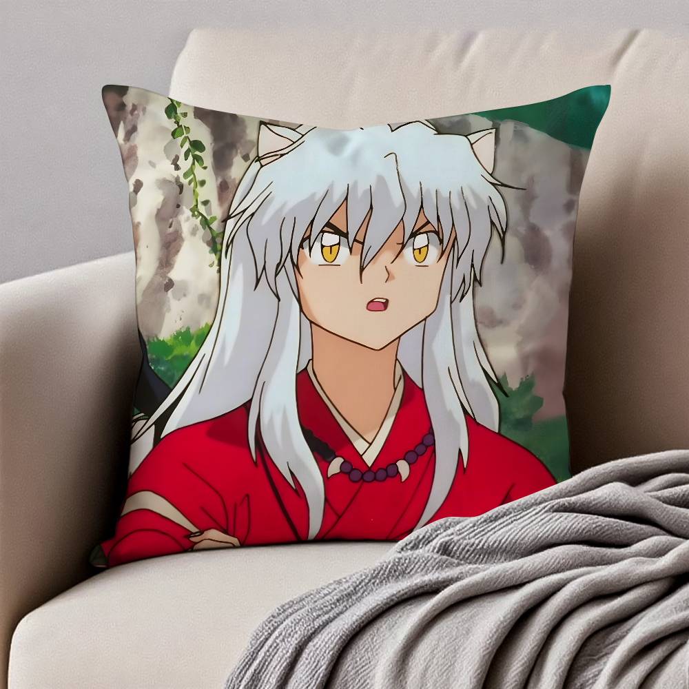 

Japanese anime l-Inuyasha Pillow Case Anti-dustmite Pillowcase Invisible Zipper Silky Short Plush Sofa Cushion Cover 12x12Inch
