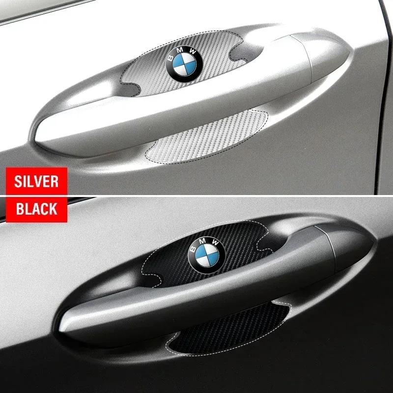 4 ADET Karbon Fiber Araba Kapı Kolu Koruma Etiketi Amblem Aksesuarları BMW 3 4 5 7 Serisi GT X1 X3 X4 X5 X6 F15 F16 F18 F10 için