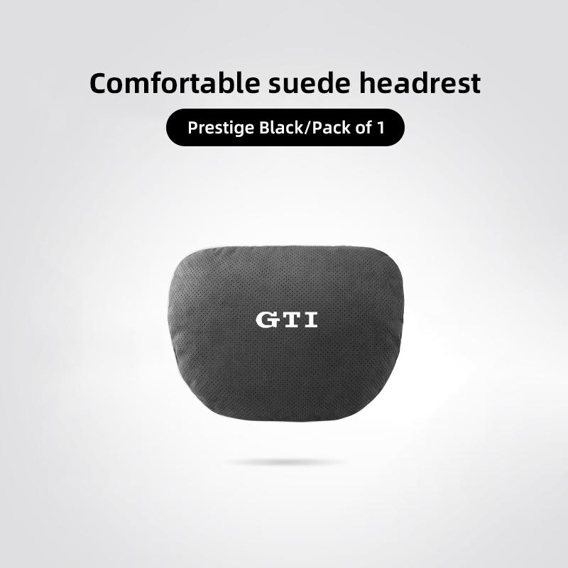Car Suede Headrest Seat Neck Pillow Head Support For VW Tiguan Arteon Taigo Caddy CC e-up Golf Polo Passat Jetta Amarok Hub Cap