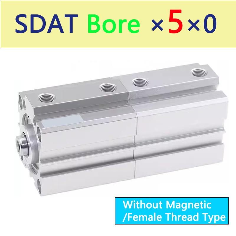 SDAT Pneumatic Cylinder SDAT 20/25/32/40/50/63/80/100 Double Force High Thrust Female Thread Type Magnetic Thin Cylinder