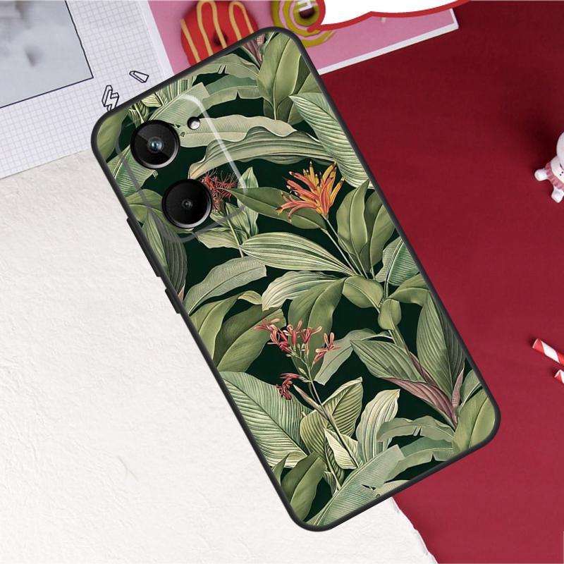 Retro Banana Leaf Plant For Realme C75 C71 C55 C53 C67 C61 C33 C63 C51 C65 GT7 15 Pro 10 11 12 13 14 Pro Plus Case