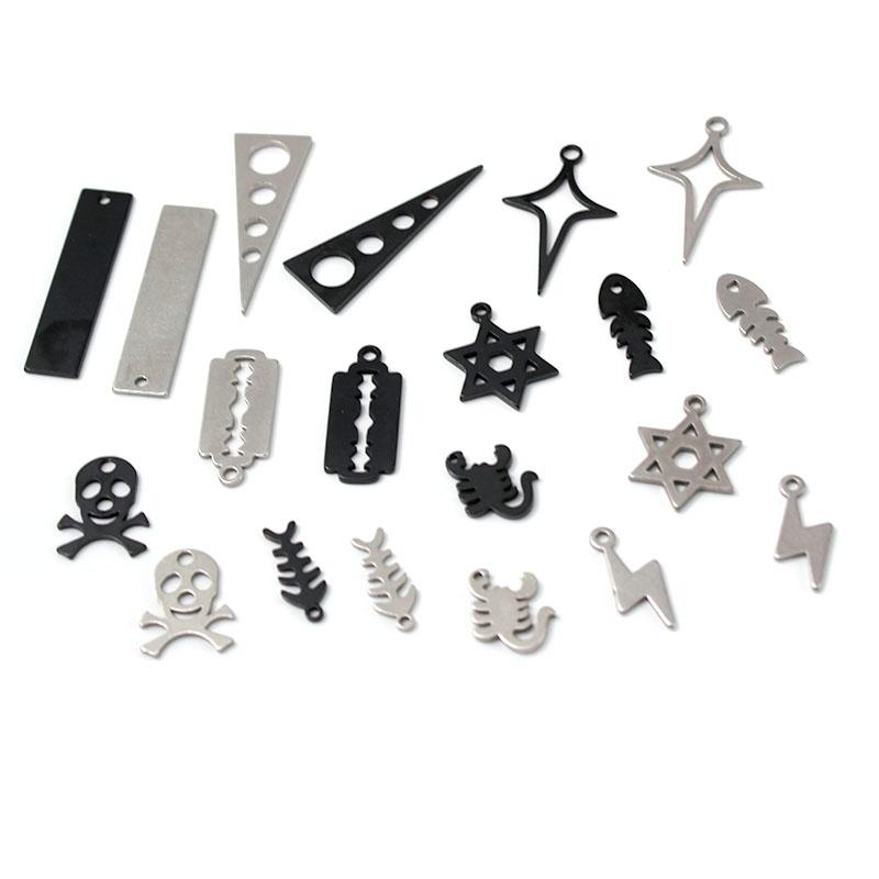 20 Stück Edelstahl Kreuz/Fischgräten/Klinge Charms Anhänger DIY Halskette Ohrringe Armbänder Anhänger Schmuckherstellung Zubehör