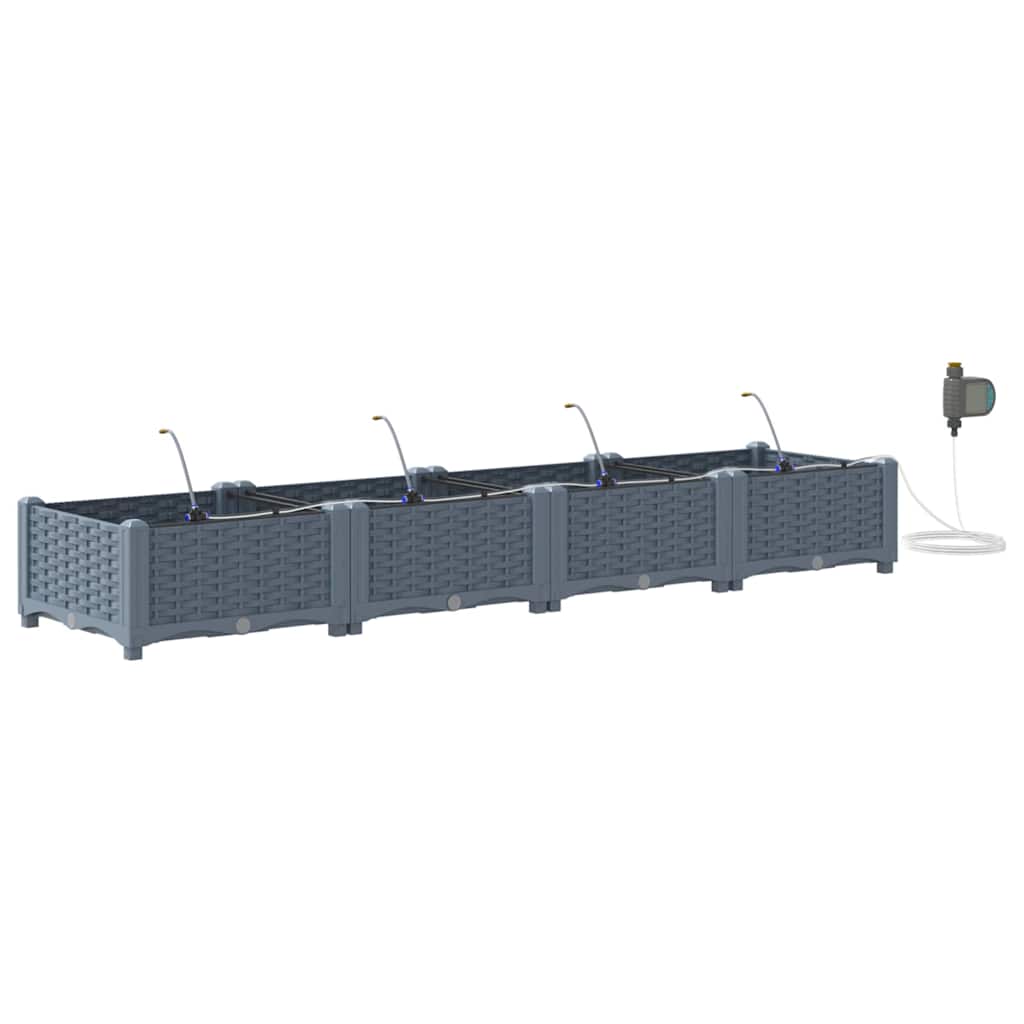 Garden Planter Set 4 pcs Light Grey 160 x 40 x 22 cm Plastic