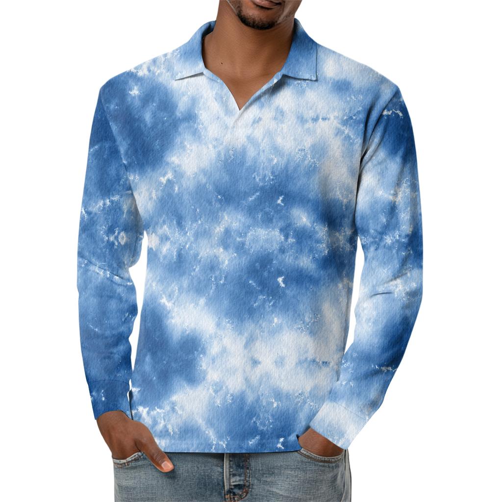 Men's Casual Retro Small V-neck Long-sleeved Top