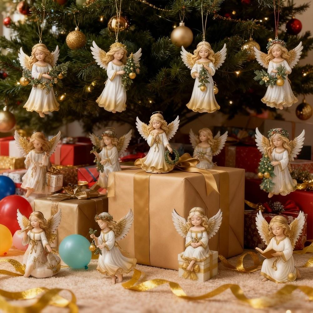 24/36 szt. Wiszące zawieszki świąteczne w stylu vintage, ozdoby na choinkę, nowe zawieszki aniołki, dekoracje świąteczne
