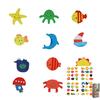 Dubonnet 12Pcs Wooden Cartoon Sun Fish Fridge Magnet Stickers Education Kid Toy Art Decor