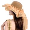 Elegant Sun Hat For Women Paper Straw Breathable And Foldable Lace Bowknot Wide Brims Panama Hat for Camping Travel