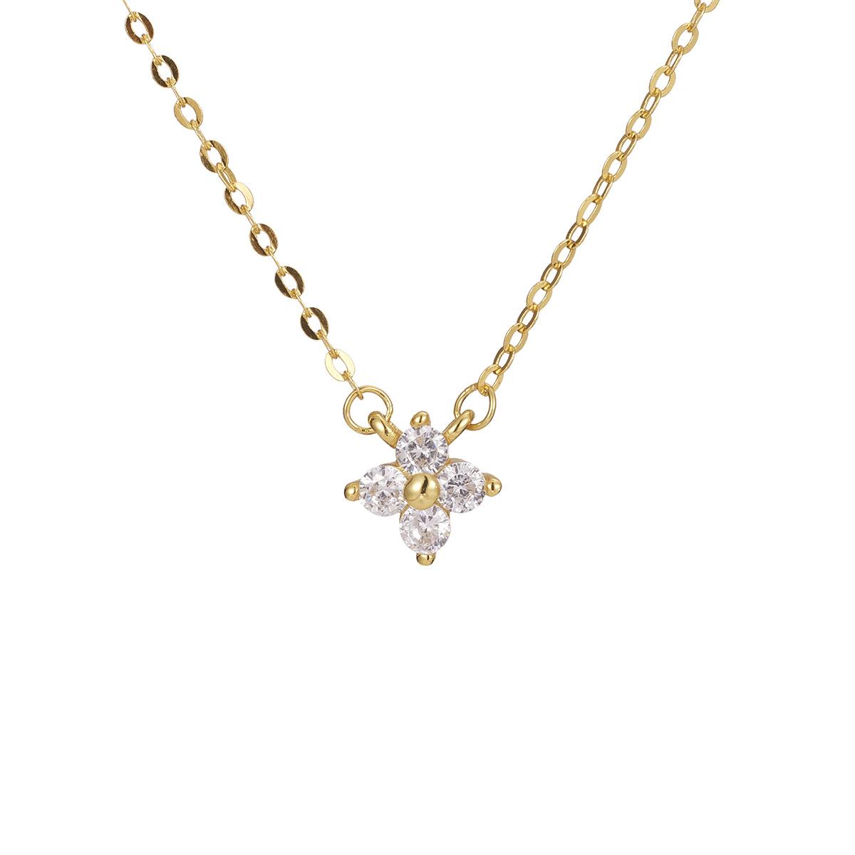 

Серебряное модное ожерелье S925 с четырьмя листочками клевера, женская нишевая ключичная цепочка, простая литературная подвеска, изысканный подарок для девочек 925 silver