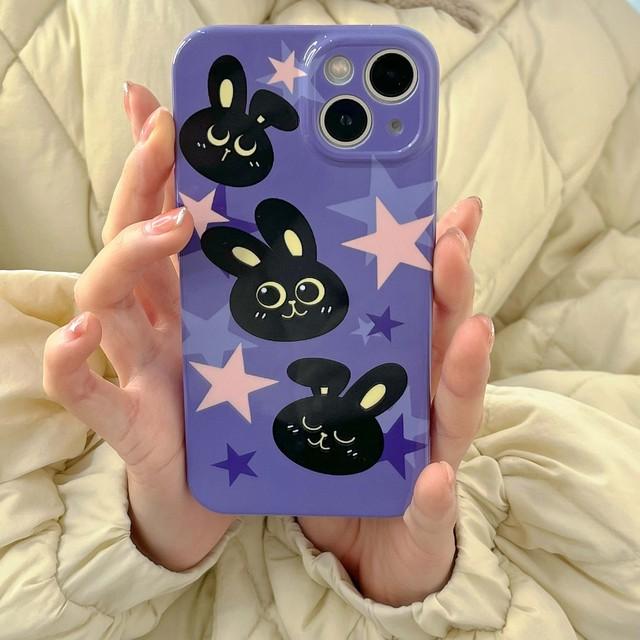 

Ins Purple Stars Bunny 2023 ПК Жесткий чехол для Iphone 13 12 Promax 14 Pro Max 11 противоударный милый мультяшный чехол для телефона в виде ракушки For iphone 14