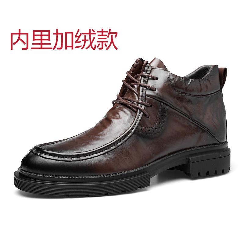 

Men s Boots Autumn and Winter Leather Platform Boots Lace-up Chelsea Boots High Top Fashion Round Head Tooling Boots Youth Martin Boots 44
