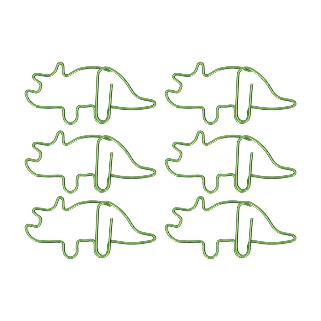 100 Pcs Shaped Paper Clips Cyan Triceratops Shape Metal Portable Electroplating Process Office Clips