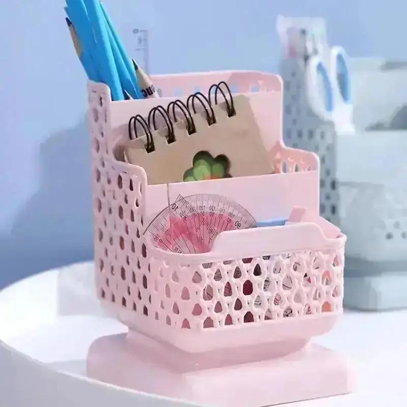 School Stationery Makeup Organizer Desktop Storage Box Container For Cosmetics Stationery Plastic Organizer School Office Supply