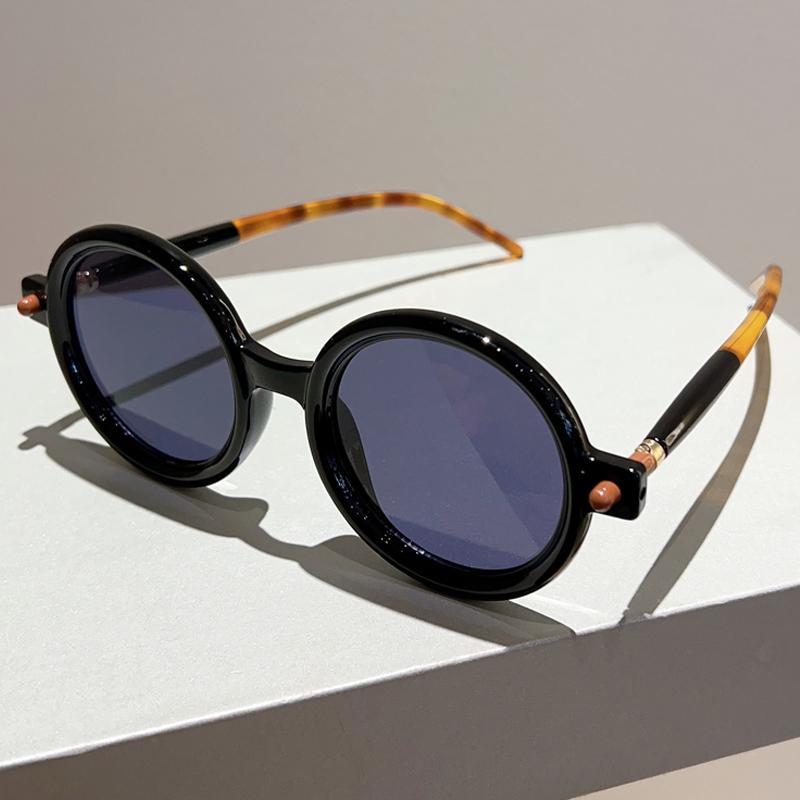Vintage Round Sunglasses Fashion Retro Candy Color Blue Light Blocking Shades Eyewear Trendy Brand Designer Sun Glasses