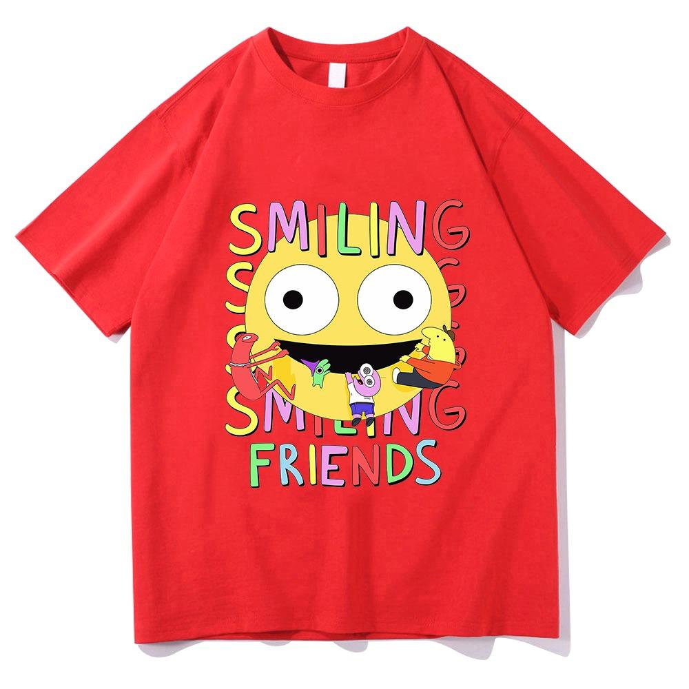 Smiling Friends Cartoon Print T-shirt Comfortable Men Women Summer Tee-shirt Cotton High Quality Tshirts Manga Funny Tees