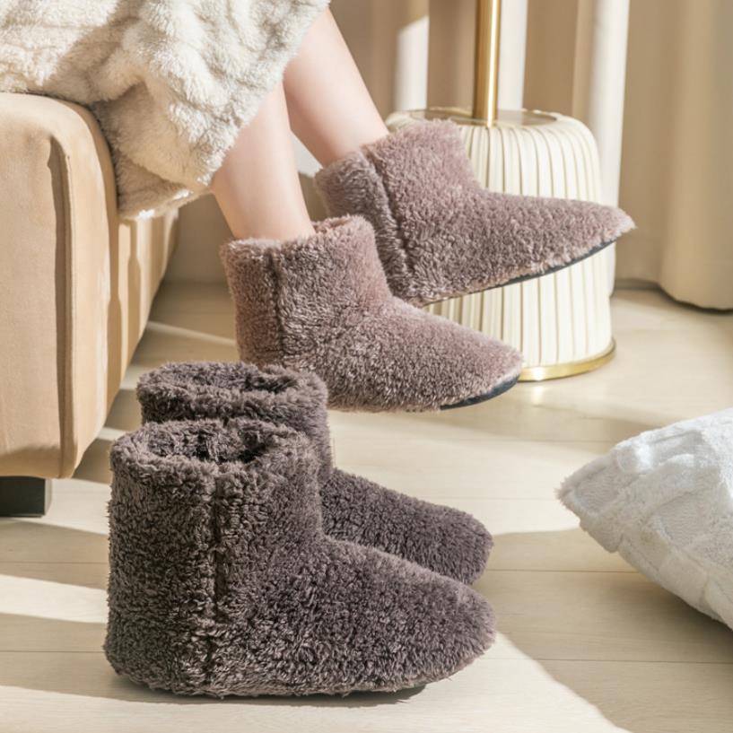Fashion Warm Faux Fur Slippers Women Men Winter Shoes Indoor Home Soft Plush Footwear Solid Color Girls Boys House Floor Fluffy Boots