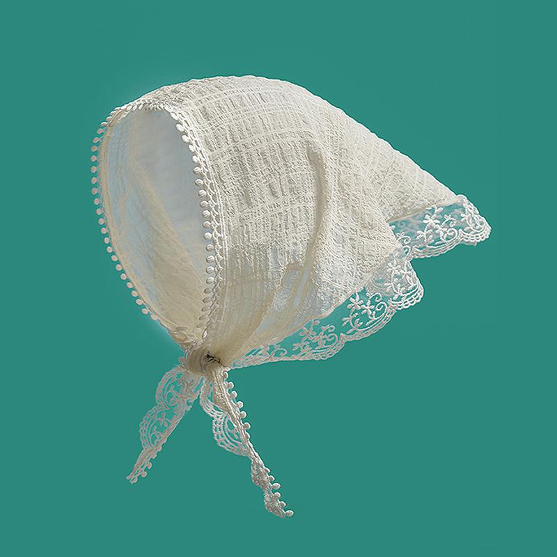 

Корейский кружевной шарф для волос Ins, женский треугольный ремешок для волос, сумка для волос, платок, шляпа, платок для путешествий, повязка на голову, аксессуары бежевый