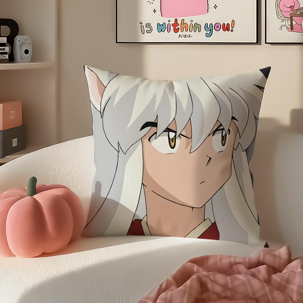 Japanese anime lInuyasha Cushion Cover Pillowcase Short Plush Invisible zipper Room Sofa Cushion Cover