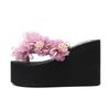 New Luxury Flower Women's Slippers 11cm High Heels Fashion Outerwear White Anti slip Beach Cool Slippers Summer Women's Shoes