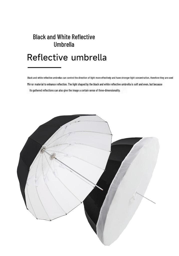 Black & White Reflective Parabolic Umbrella Softbox for Outdoor Studio Portrait Photography