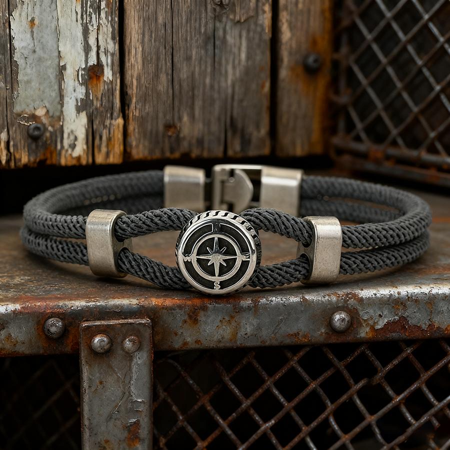 

Noter New Punk Men Bracelet A Grade 4mm String Compass Braslet 9 Colors Available Street Versatile Accessories Pulseria Hombre темно-сірий колір