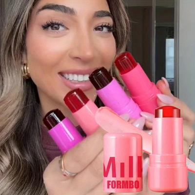 3-in-1 Milk Jelly Cheek Blush Tint Voedende Hydraterende Blusher Stick Lippenstift Crème Blijvende Matte Rouge Cheek Contour Cosmetic