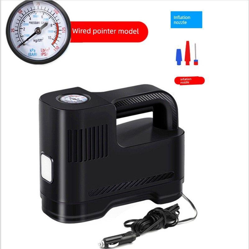 Car Air Pump, Portable Car Tire Inflator, High-Power Electric Wireless 12V Car Pump Wired Pointer Model with Light