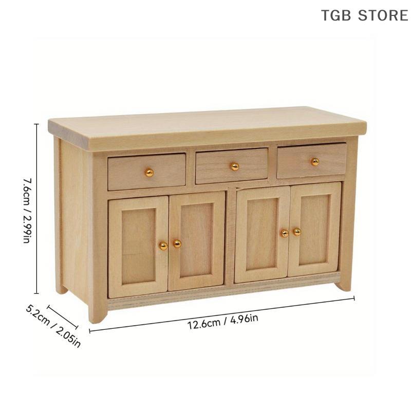 1Pcs Mini Decoration Cabinet Living Room Miniature Birch Simulation Storage Cabinet DIY Accessories