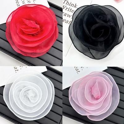 Clothing Dress Decoration Rose Flower Brooch Multi-layer Yarn Vintage Lapel Pins  for Women