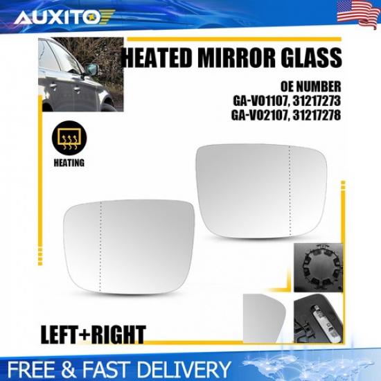 Heated Side Mirror Glass Set Left Right for Volvo XC60 2010-2017 with Back Plate