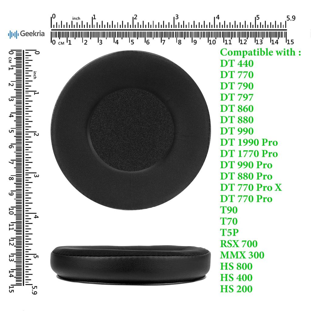 Geekria Sport Earpads Compatible with Beyerdynamics DT440, 770, 790, 797, 860, 880, 990, DT990PROX, T 5P, 70, 90, HS 200, 400, 800, MMX300, and RSX700