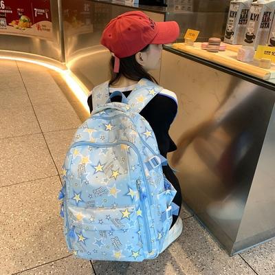 2025 New Cartoon Graffiti Junior High School Student Backpack Large Capacity Backpack Small Fresh Cute Student Bag