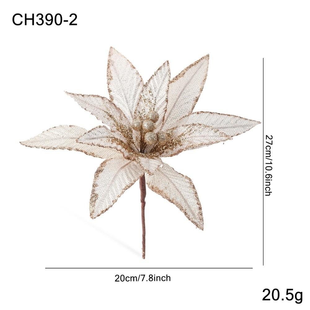 

New 20CM Artificial Poinsettia Flower Glitter Sequins Christmas Glitter Flower Sparkling Simulation Flowers Home Decoration шампанського
