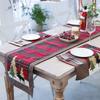 Charming Christmas Table Flag Stylish Plaid Fabric Embroidered Table Decor For Holiday Gatherings
