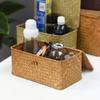 Handmade Wicker Woven Storage Box Rattan Storage Finishing Basket with Lid Sundry Bath Cosmetic Towel Container Laundry Basket